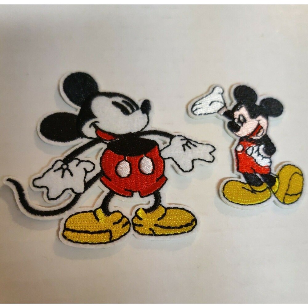 Set Of Two 2-3" Walt Disney Mickey Mouse Embroidered Iron On Patches